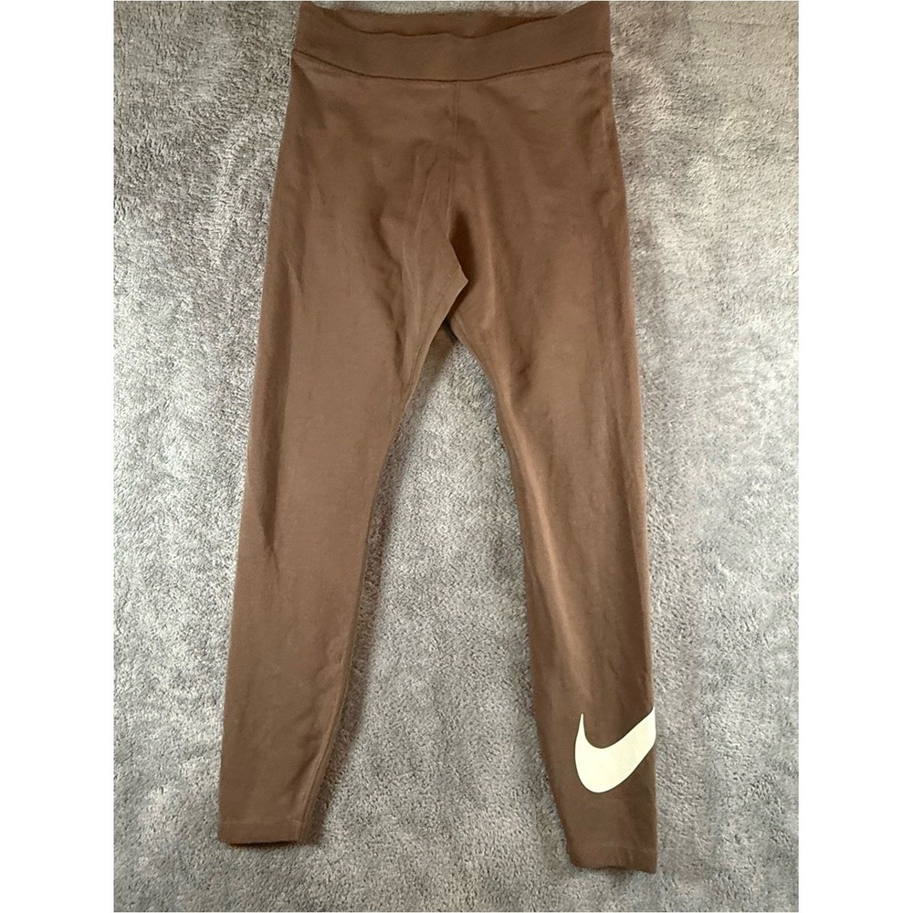 Nike Sportswear Essential Women Brown High Rise Swoosh Leggings CZ8528-259 Large